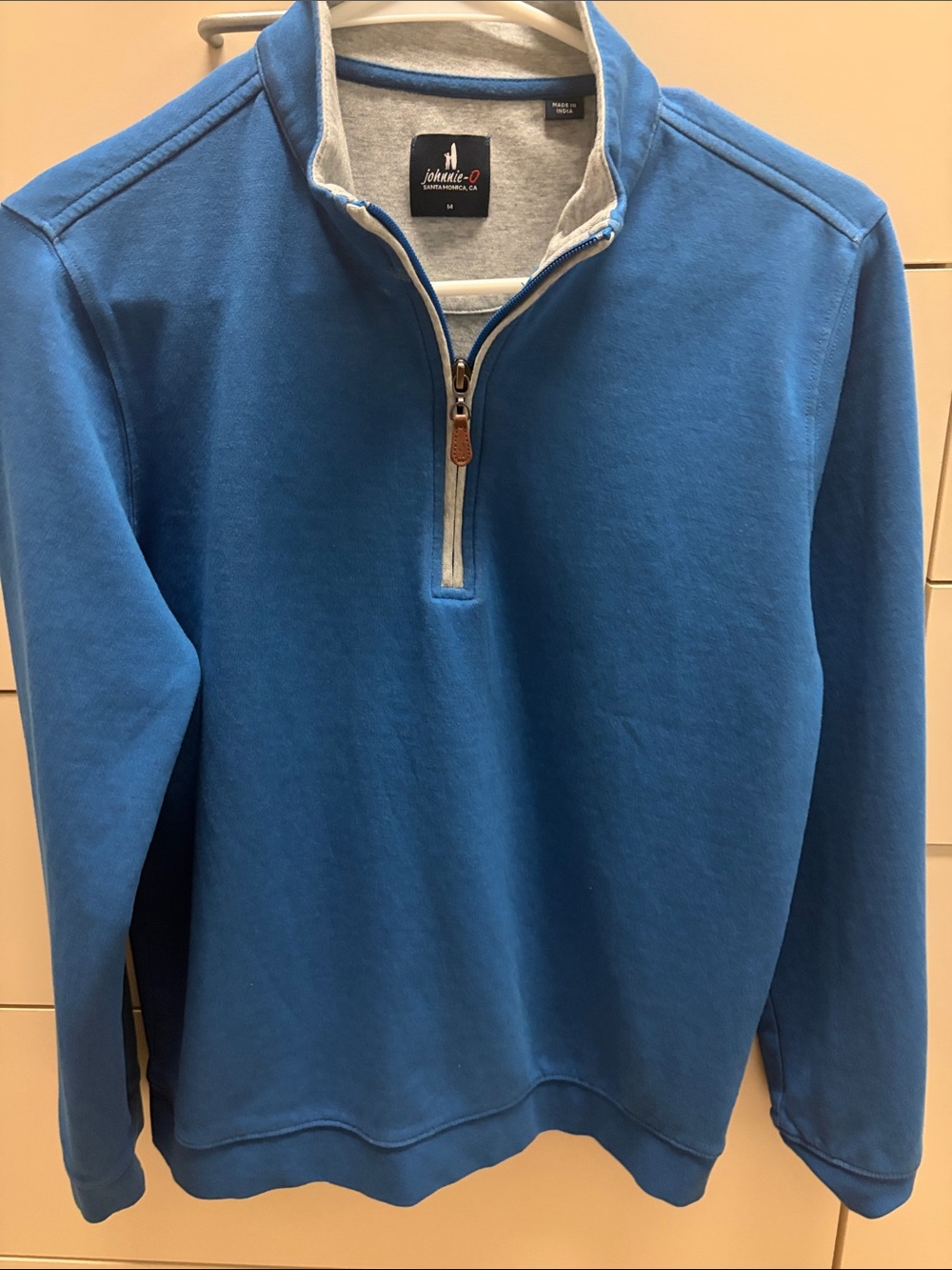 Johnnie-O Boys Quarter-Zip Pullover Size 14 Blue with Gray Trim